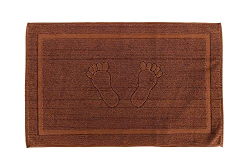 Komfortec Dywanik łazienkowy 2-częściowy, dywanik prysznicowy z frotte, mata prysznicowa nadaje się do prania, 800 g/m² i 100% bawełna, chłonny i szybkoschnący, 50 x 80 cm, czekoladowy brąz - obrazek 5