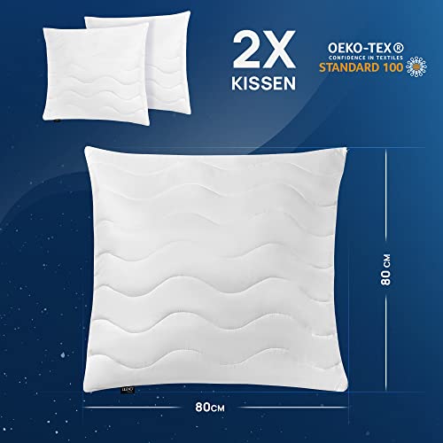 LILENO HOME Poduszka wypełniająca poduszkę 80 x 80 cm, zestaw 2 szt. – pikowana poduszka wewnętrzna 80 x 80 cm dla alergików – poduszka z mikrofibry jako poduszka na sofę, poduszka dekoracyjna i poduszka na kanapę można prać w temperaturze 40°C - obrazek 4