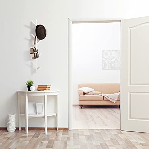 Relaxdays Wieszak na ubrania w kształcie drzewa, 8 haczyków, do zawieszenia na ścianie, nowoczesny, na kapelusze, kurtki itp. wys. x szer. x gł.: 100,5 x 19,5 x 7 cm, biały - obrazek 7