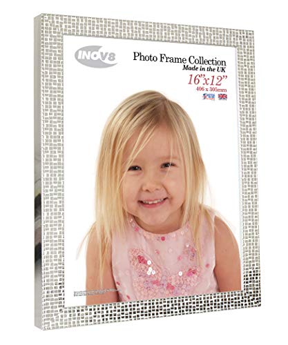 Inov8 Framing Brytyjska wykonana ramka na zdjęcia mozaika srebrna pomieści zdjęcie 16 cali x 12 cali (40,64 cm x 30,48 cm) - obrazek 3