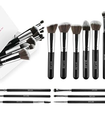 DULEE 14 szt. zestaw pędzli do makijażu profesjonalny wysokiej jakości syntetyczny kosmetyk podkład pędzle do powiek mieszanie puder do twarzy różu korektory kosmetyki zestawy pędzli, srebrny
