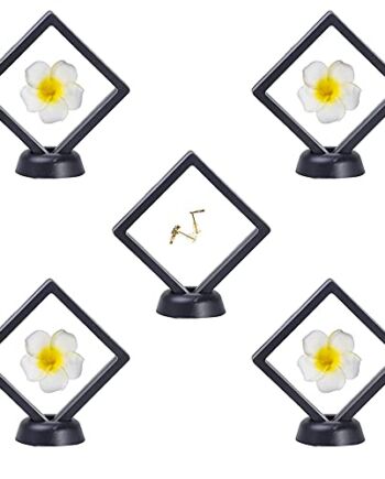 5 sztuk ekspozycji 3D, pływająca witryna, uchwyt ekspozycyjny z pływającą ramką, przezroczysty flaming, ze stojakiem, na monety, egzemplarze, biżuterię, naszyjnik, kolczyki, medaliony, kamienie (czarne)