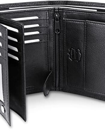 Frentree Męski portfel ze skóry Nappa z ochroną RFID, 15 przegródek na