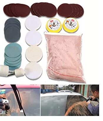 Zestaw do polerowania szkła, 34 szt., proszek polerski, tarcza polersk