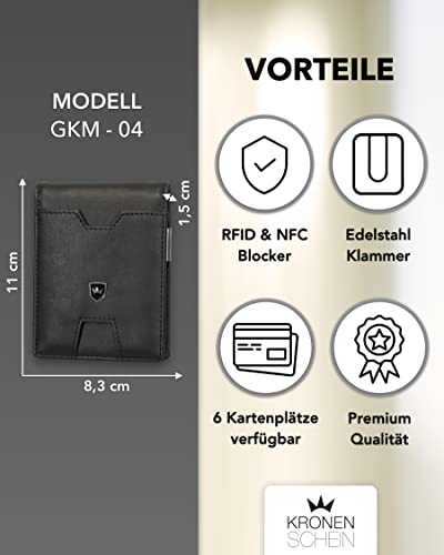 Kronenschein® - Portfel męski z klipsem na pieniądze - portfel RFID - - obrazek 5