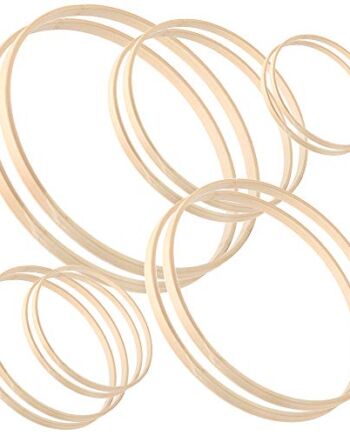 Sntieecr Zestaw 12 sztuk, 6 rozmiarów, drewniane bambusowe, kwieciste obręcze, do samodzielnego wykonania, na wesele, wieniec dekoracyjny, łapacz snów (15/17/20/22/25/30 cm)