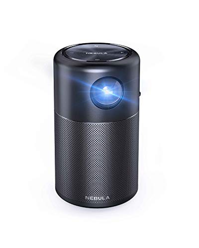 Anker NEBULA kapsułka, inteligentny mini projektor Wi-Fi, czarny, przenośny projektor 100 ANSI lumenów, głośnik 360°, projektor filmowy, obraz 100 cali, 4-godzinny czas odtwarzania wideo, schludny projektor, rozrywka w domu