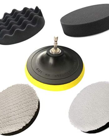 JIGUOOR podkładki polerskie, polerskie gąbki polerowanie samochodowe polerki wełniane bufory polerskie do wiercenia lakieru woskowego czysty poler, profesjonalny zestaw polerek samochodowych z adapterem wiertarki M14 - 125 mm 125 cm