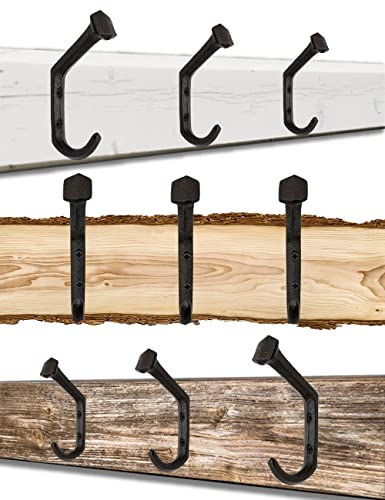 FUXXER® Ciężkie rustykalne masywne żelazne haczyki do garderoby, wiesz - obrazek 3