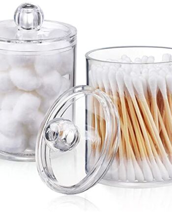 2 sztuki uchwytów na patyczki higieniczne, pojemnik na waciki do łazienki, kanister do przechowywania, przezroczyste, akrylowe, pudełko do przechowywania kosmetyków, kulek z waty