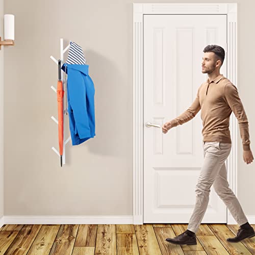 Relaxdays Wieszak na ubrania w kształcie drzewa, 8 haczyków, do zawieszenia na ścianie, nowoczesny, na kapelusze, kurtki itp. wys. x szer. x gł.: 100,5 x 19,5 x 7 cm, biały - obrazek 6