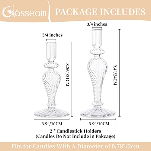 Świecznik uchwyt szklany gwintowany 2 szt. stożkowe świeczniki Boże Narodzenie Halloween Centrale dekoracje do wewnątrz na zewnątrz pasuje do 2 cm grubej świecy na ślub dom ogród biuro - obrazek 3