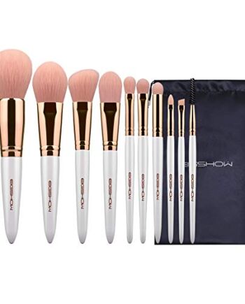 EIGSHOW zestaw pędzli do makijażu, wegańskie pędzle do makijażu, bez okrucieństwa, miękkie, syntetyczne włosie do podkładu, mieszania twarzy, pudru, ust, różu, konturu, cieni do powiek (różowe złoto)