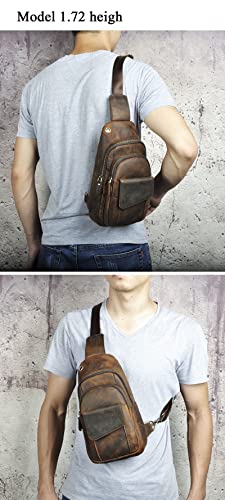 Le'aokuu Męska skórzana torba na biodro Torba klatkę piersiową na brzu - obrazek 3