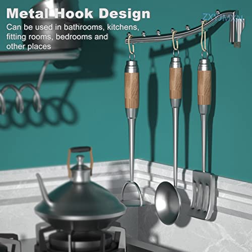 Wieszak na ubrania do montażu na ścianie, składany, wieszak na ubrania, 7 haczyków, obracany o 180°, stal nierdzewna, metalowy, do pralni, wieszak na ubrania, oszczędzający miejsce, składany haczyk, do użytku wewnątrz i na zewnątrz - obrazek 4