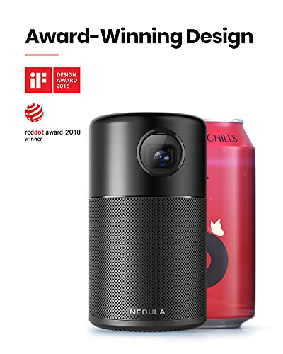 Anker NEBULA kapsułka, inteligentny mini projektor Wi-Fi, czarny, przenośny projektor 100 ANSI lumenów, głośnik 360°, projektor filmowy, obraz 100 cali, 4-godzinny czas odtwarzania wideo, schludny projektor, rozrywka w domu - obrazek 6