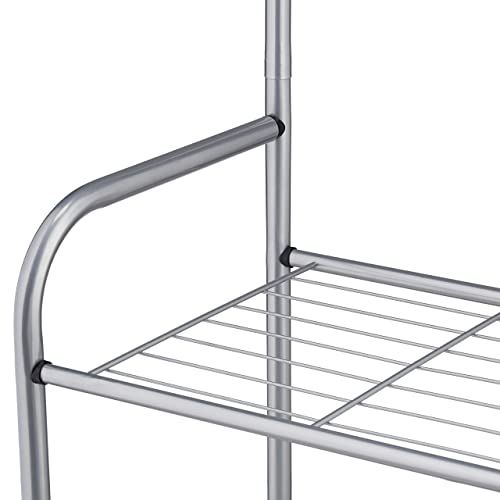 Relaxdays Garderoba z półką na buty, 4 pary butów, 4 haczyki, 1 drążek na ubrania, garderoba do przedpokoju, wys. x szer. x gł. 173 x 60 x 31 cm, szara, 173 x 60 x 31 cm - obrazek 2