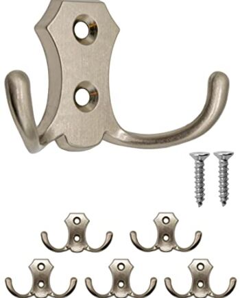 FUXXER® - 5 klasycznych wieszaków na ubrania, podwójne haczyki, haczyki kuchenne, żelazne wzornictwo, zestaw 5 sztuk (brązowy)