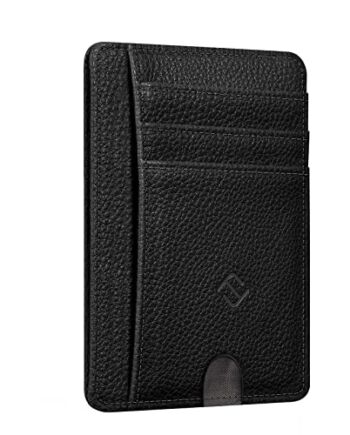 FINTIE Smukły minimalistyczny portfel do przedniej kieszeni, blokowani