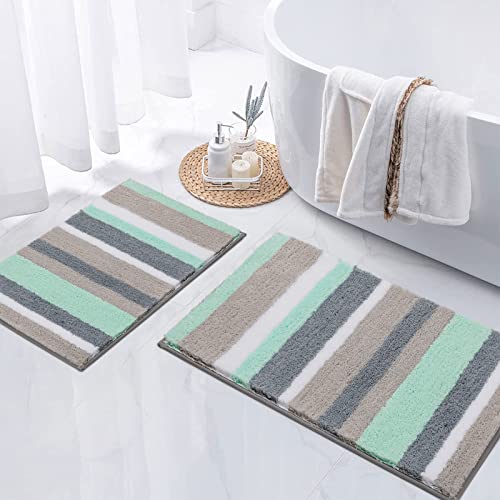 Pauwer 2-częściowy zestaw dywaników łazienkowych, z mikrofibry, antypoślizgowych, nadaje się do prania, 45 x 65 cm + 50 x 80 cm, kolor zielony - obrazek 8