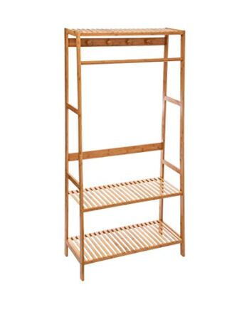Wieszak na ubrania w bambusie - 90 x 41 x 170 cm - Bezowy