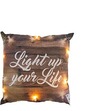 Bavaria Home Style Collection- Nareszcie poduszka dekoracyjna na kanapę ok. 40 x 40 cm Light up Your Life, z 6 diodami LED – pomysł na prezent na Wielkanoc, urodziny, Dzień Matki