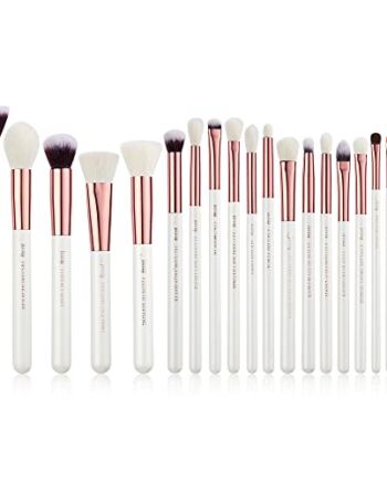 Jessup Zestaw pędzli 20 szt. pędzli do makijażu do podkładu, mieszania różu, korektora, cieni do powiek, ust, włosie z włókna syntetycznego, drewniany uchwyt, biały pędzel do makijażu T225