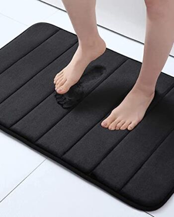 Homaxy Dywanik łazienkowy z pianki z pamięcią kształtu, chłonny, antypoślizgowy, nadaje się do prania, mata łazienkowa – 40 x 60 cm, czarny
