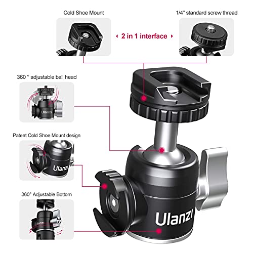 ULANZI U-Vlog lite Mini statyw do kamery z obrotową głowicą kulową 360°, mini statyw z 2 mocowaniami Cold Shoe Mount, statyw fotograficzny uchwyt do aparatu Canon Nikon Sony DLSR - obrazek 5