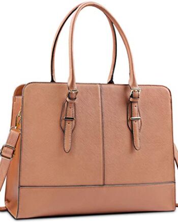 Lubardy Torby na laptopa dla kobiet 15,6 cala damska skórzana torba na laptopa torebki robocze damska torba na ramię biuro, Brązowy, L