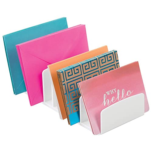 mDesign Organizer na kosmetyki do makijażu z 9 przegródkami – Stylowy stojak na palety cieni z plastiku – Organizer na koperty i papeterię – Biały - obrazek 7