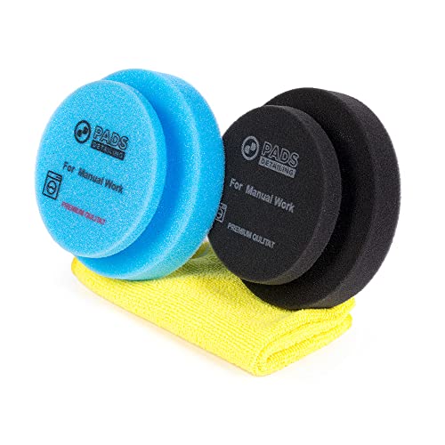 DETAILINGPADS Ręczne pady do polerowania - gąbka polerska 120/45 mm + rękawiczka – odporna na wysokie temperatury – klasyczna gąbka do polerowania – trwała tarcza polerska – narzędzie do polerowania – zestaw do lakierowania samochodowego - obrazek 7