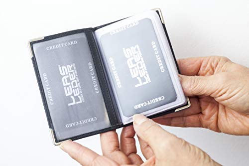 LEAS Portfel na dowód tożsamości, skóra naturalna, czarna kolekcja kar - obrazek 4