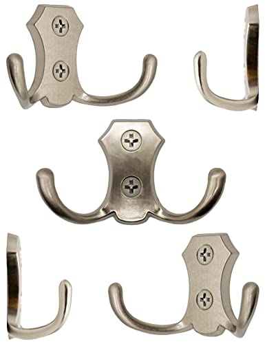 FUXXER® - 5 klasycznych wieszaków na ubrania, podwójne haczyki, haczyki kuchenne, żelazne wzornictwo, zestaw 5 sztuk (brązowy) - obrazek 4