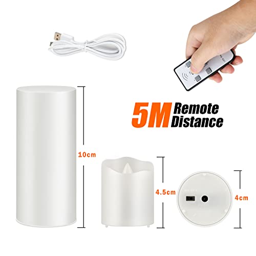 6 świeczek LED do ponownego ładowania, z pilotem zdalnego sterowania, timerem, możliwość ponownego ładowania, ze stacją ładującą, filiżanki ciepła biel, możliwość ściemniania, dekoracja do wnętrz i na zewnątrz, Boże Narodzenie, Halloween, imprezę, wesele - obrazek 2