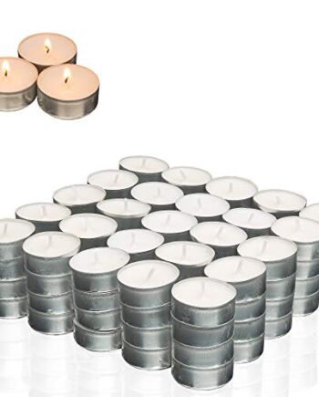 Smart Planet® świece Ambiente – 100 sztuk świeczki typu tealight zestaw świeczek w aluminiowej obudowie w kolorze białym – długi czas palenia