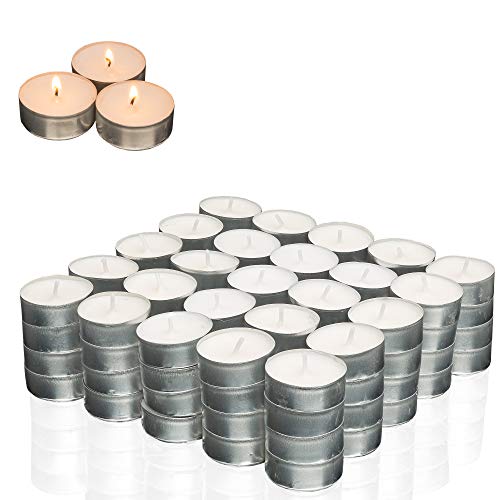 Smart Planet® świece Ambiente – 100 sztuk świeczki typu tealight zestaw świeczek w aluminiowej obudowie w kolorze białym – długi czas palenia