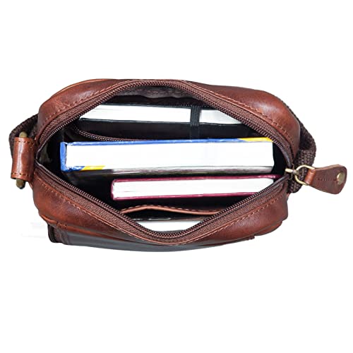 STILORD 'Brandon' torba męska skórzana brązowa torba na ramię mała torba na ramię męska 7 cali tablet torebka męska Messenger Bag prawdziwa skóra, Porto - Cognac, S, torba na ramię - obrazek 4