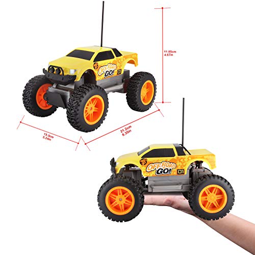 Maisto Tech R/C Off Road Go RTR: zdalnie sterowany samochód w wersji Monstertruck, od 5 lat, z pilotem zdalnego sterowania i bateriami, 21 cm, żółto-pomarańczowy (581762) - obrazek 8