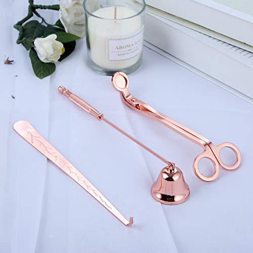 MUXSAM 3 szt. zestaw akcesoriów do świec, osłona świec, nożyce do świec i haki do świec ze stali szlachetnej, różowe złoto - obrazek 5