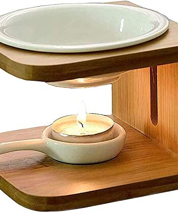 Bambusowe palniki olejków eterycznych, kostka palnik olejowy z litego drewna z świecznikami na świeczkę, palnik zapachowy, dyfuzor olejków zapachowych, lampa zapachowa, do dyspersji zapachowej jogi