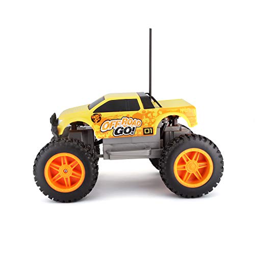 Maisto Tech R/C Off Road Go RTR: zdalnie sterowany samochód w wersji Monstertruck, od 5 lat, z pilotem zdalnego sterowania i bateriami, 21 cm, żółto-pomarańczowy (581762) - obrazek 3