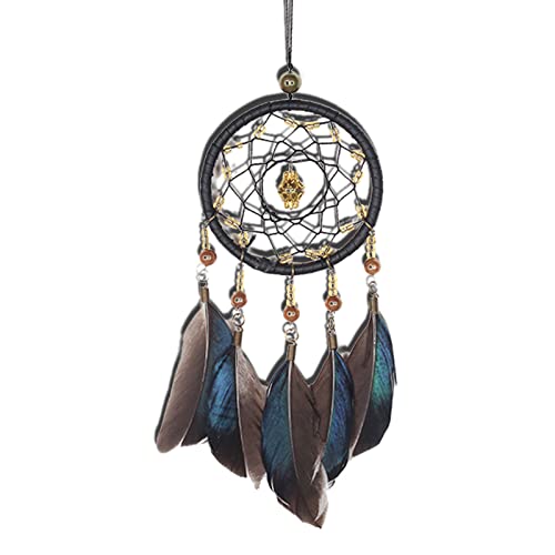 Hoshisea Łapacz snów z piórami, ręcznie tkany łapacz snów, kreatywny, ręcznie wykonany łapacz snów, do użytku jako biżuteria samochodowa, tekstylia domowe, prezenty (czarny)