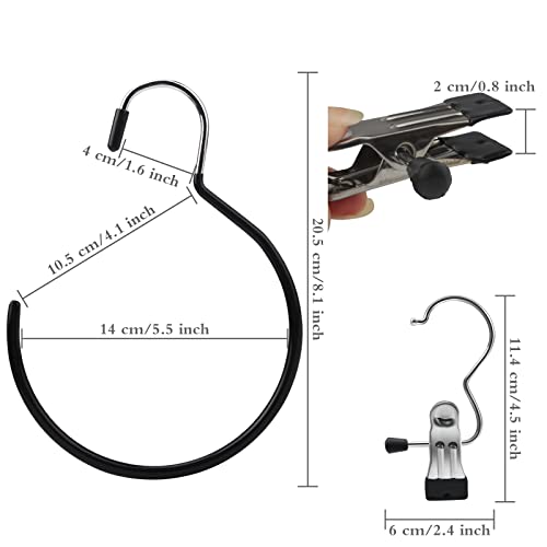 Szalik pierścień wieszak wieszak na pasek, 4 szt. antypoślizgowe krawaty wiszący hak 4 szt. pojedyncze wieszaki na płaszcze uchwyty na szalik w kształcie litery S metalowy okrągły wieszak do garderoby krawaty szaliki paski biżuteria torebki - obrazek 4