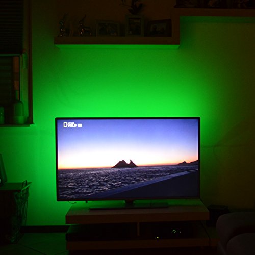 Briloner Leuchten – oświetlenie LED TV, taśma LED, możliwość przyciemniania, samoprzylepna, 2 m, złącze USB, nadaje się do 76 cm, listwa świetlna z 48 diodami RGB LED, łańcuch świetlny - obrazek 4