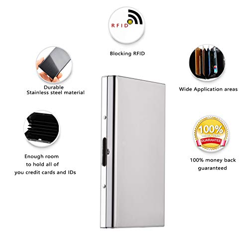 BONSYL ® Wysokiej Jakości Metalowy Portfel Etui na Karty Kredytowe dla Kobiety i Mężczyźni, z Ochroną RFID Przed Kradzieżą Danych, z Miejscem na 6 Kart, Szczupły Portfel, mini Portfela. - obrazek 4