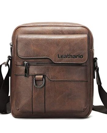 Leathario męska torba na ramię ze skóry PU Retro Vintage listonoszka dla mężczyzn skórzana torba na ramię dla mężczyzn