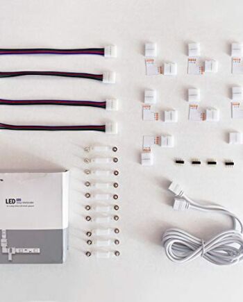 Łącznik taśmy LED, przedłużacz taśmy LED, łączniki narożne LED, klipsy mocujące, do 10 mm, 4-biegunowe taśmy LED RGB 5050