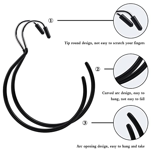 Szalik pierścień wieszak wieszak na pasek, 4 szt. antypoślizgowe krawaty wiszący hak 4 szt. pojedyncze wieszaki na płaszcze uchwyty na szalik w kształcie litery S metalowy okrągły wieszak do garderoby krawaty szaliki paski biżuteria torebki - obrazek 7