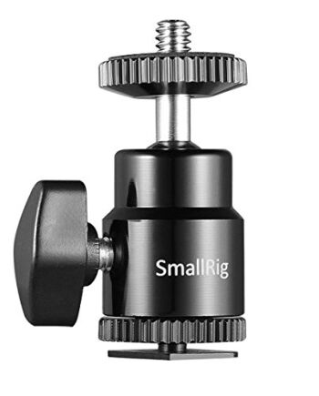 SMALLRIG Głowica kulowa Mini statyw z adapterem gorącej stopki 1/4, obrotowa głowica kulowa 360 ° z adapterem gorącej stopki do monitora LCD, mikrofonu, światła LED - 761